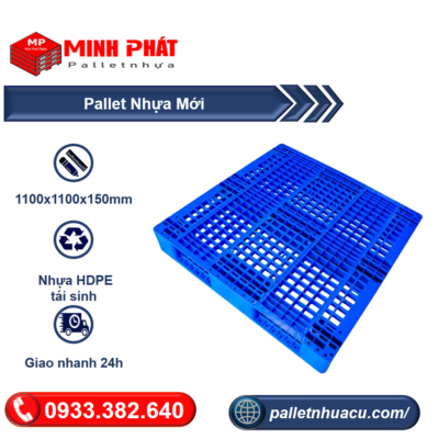 Pallet nhựa tái sinh 1100x1100x150mm
