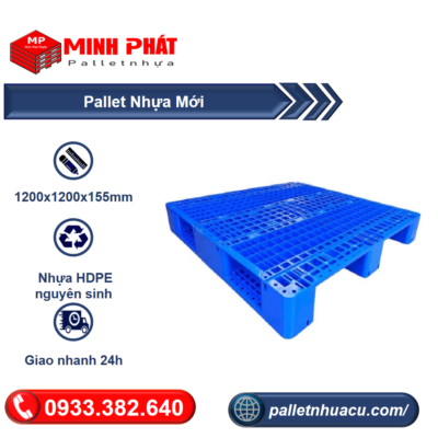 pallet nhựa nguyên sinh 1200x1200x155mm