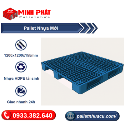 pallet nhựa tái sinh 1200x1200x155mm