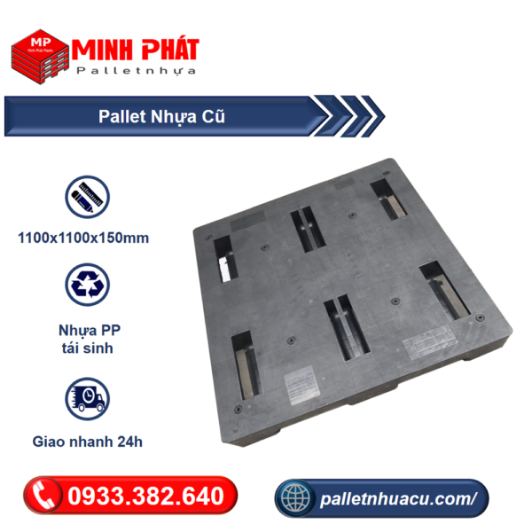 pallet nhựa cũ 1100x1100x150mm