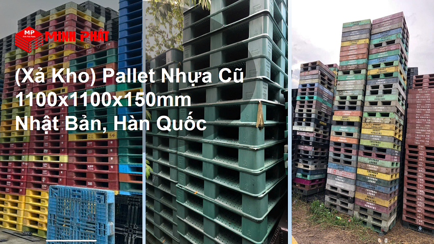 (Xả kho) Pallet Nhựa Cũ 1100x1100x150mm Nhật Bản, Hàn Quốc