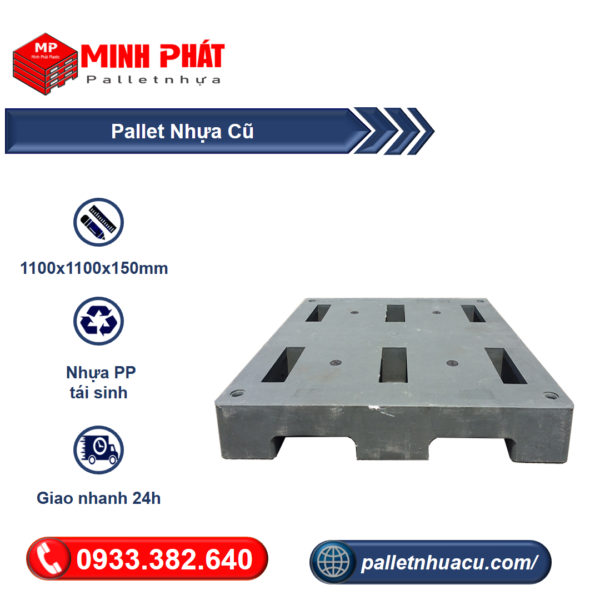 pallet nhựa cũ 1100x1100x150mm