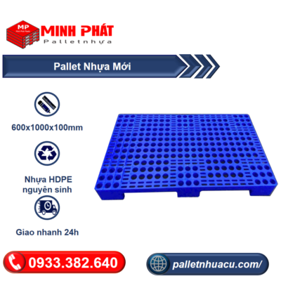 pallet nhựa lót sàn 600x1000x100mm