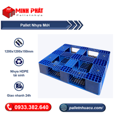 pallet nhựa tái sinh 1200x1200x150mm